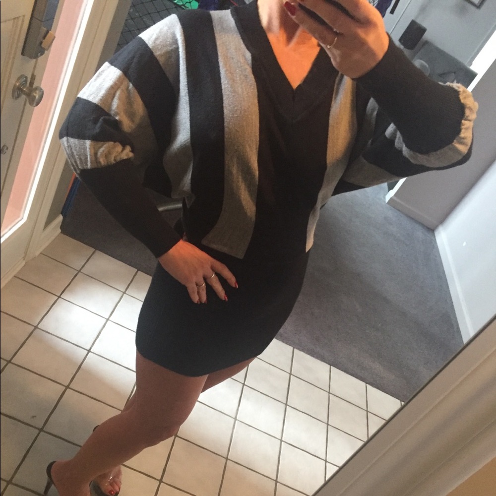 Body Central black and gray sweater dress.